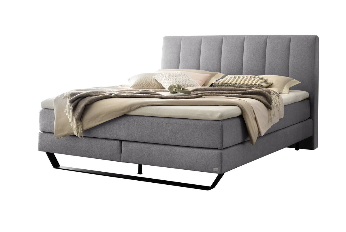 Hasena Ambra Boxspringbett – 140 x 200 cm, Glamour-Top, Pace grey