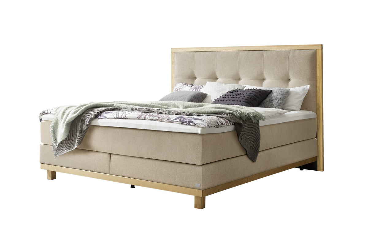 Hasena Cecilia Boxspringbett – 140 x 200 cm, Glamour-Top, Pace sand
