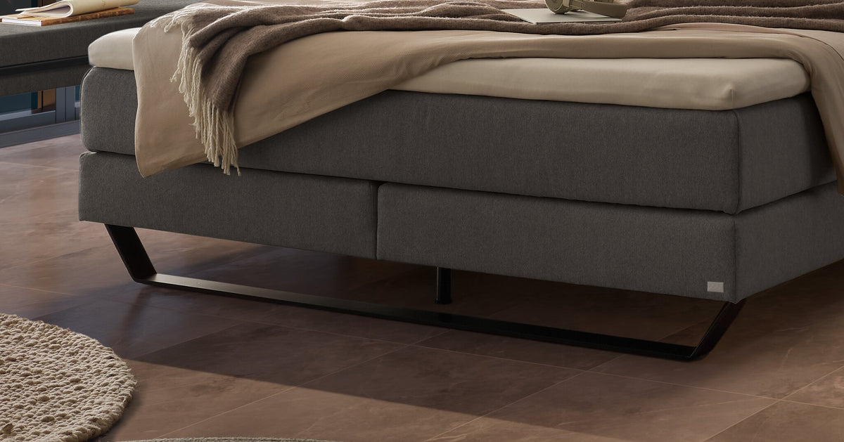 Hasena Ambra Boxspringbett – 160 x 200 cm, Glamour-Top, Pace light grey