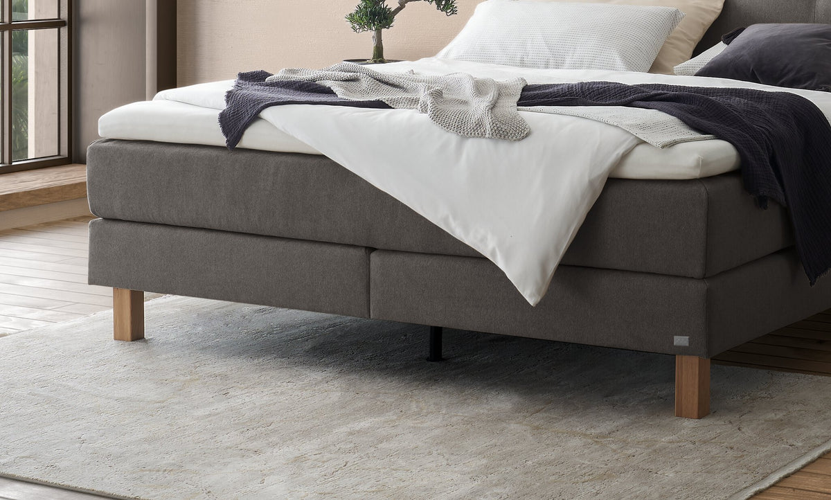 Hasena Solara Boxspringbett – 160 x 200 cm, Glamour-Top, Pace light grey