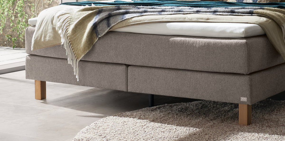 Hasena Bonita Boxspringbett – 160 x 200 cm, Glamour-Top, Pace light grey