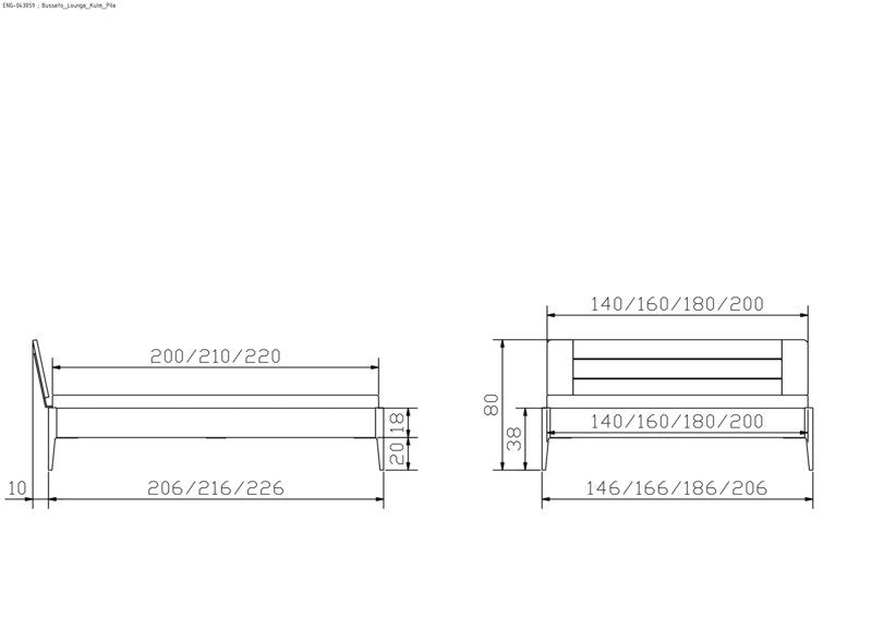 Hasena Busseto Bettgestell – 180 x 200 cm, 20 cm, MDF weiss deckend, lackiert