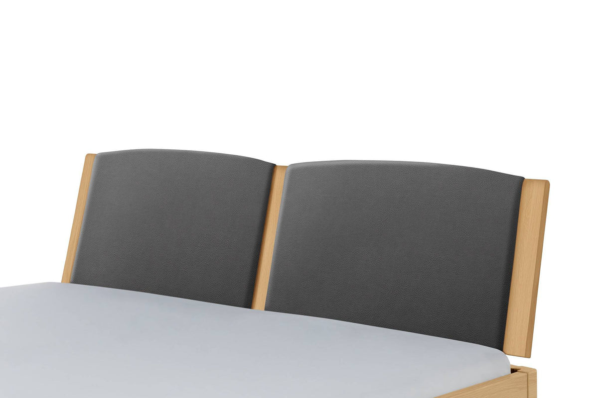 Hasena Comfy Polsterkopfteil – 140 cm, Eiche bright, geölt, 835-Monet steel