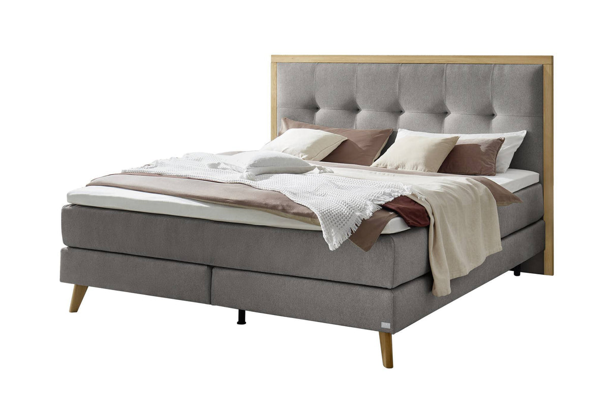Hasena Marisol Boxspringbett – 140 x 200 cm, Glamour-Top, Pace grey