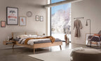 Hasena Fabro Bett mit Polsterkopfteil – 160 x 200 cm, Fusshöhe 20 cm, Wildeiche natur, geölt, 842-Pace sand