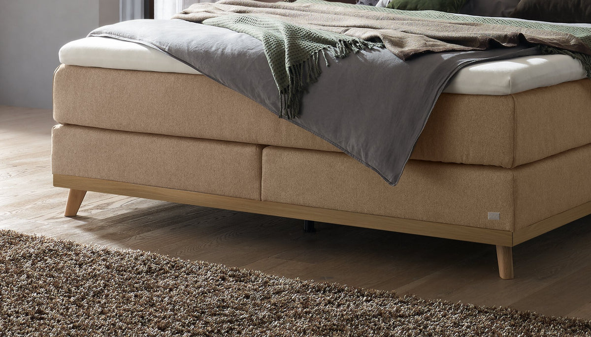 Hasena Stefania Boxspringbett – 160 x 200 cm, Glamour-Top, Pace sand