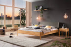 Hasena Pienza Bett mit Polsterkopfteil – 140 x 200 cm, 25 cm, Wildbuche natur, geölt