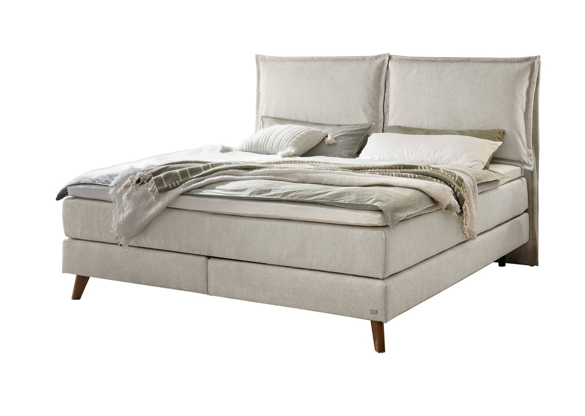 Hasena Ricarda Boxspringbett – 140 x 200 cm, Glamour-Top, Pace light grey