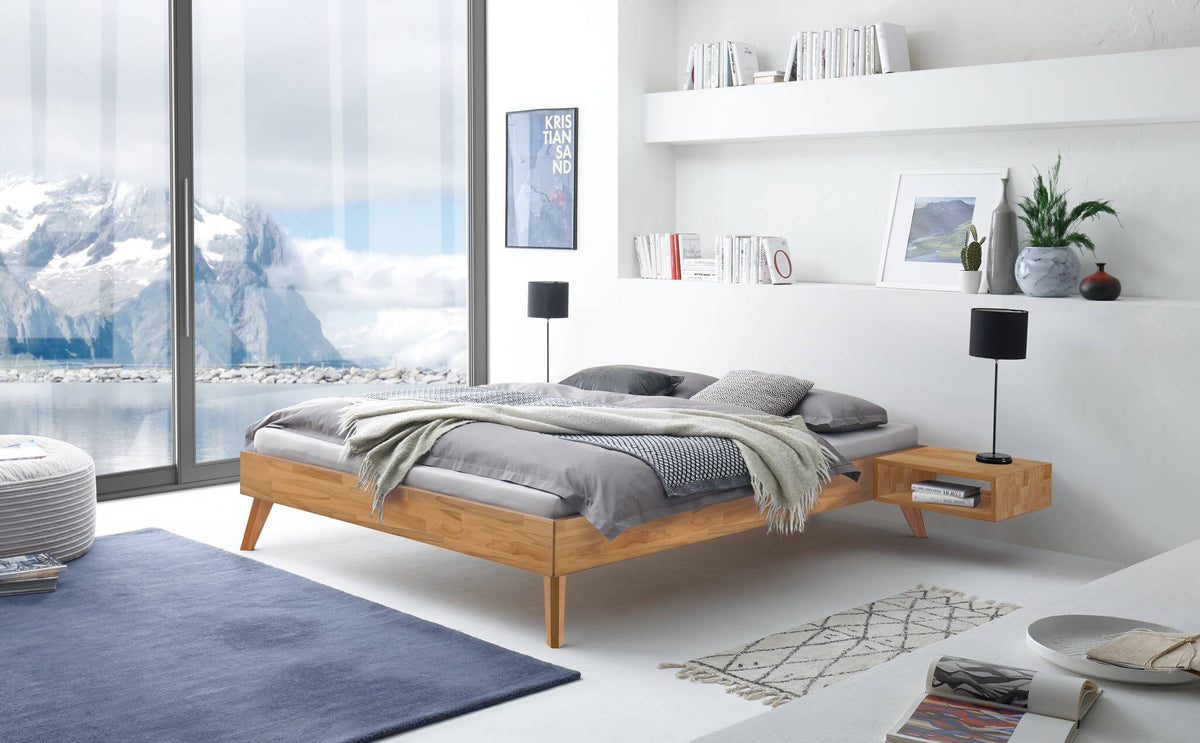 Hasena Calvari Bettgestell – 90 x 200 cm, 25 cm, Kernbuche natur, geölt