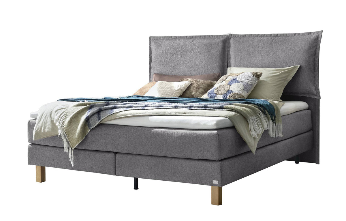 Hasena Bonita Boxspringbett – 140 x 200 cm, Glamour-Top, Pace grey
