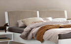 Hasena Fabro Bett mit Polsterkopfteil – 160 x 200 cm, Fusshöhe 20 cm, Nussbaum, geölt, 840-Pace light grey