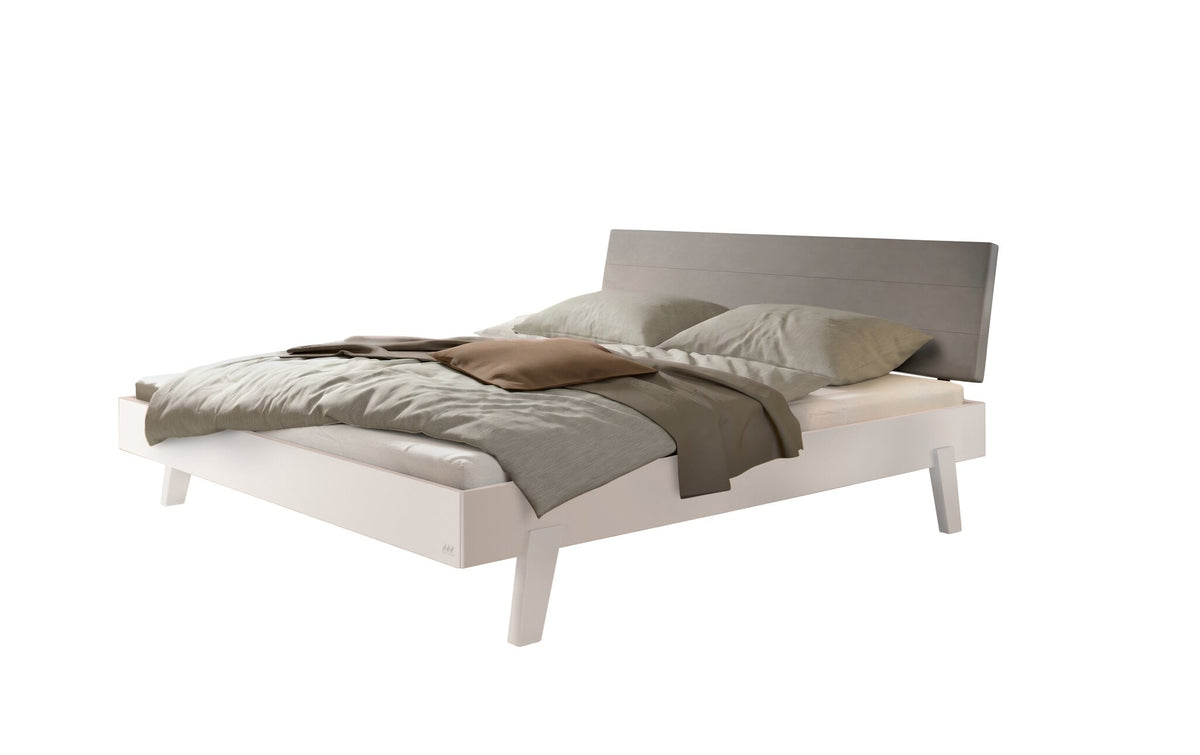 Hasena Vasto Bettgestell – 140 x 200 cm, Fusshöhe 20 cm, MDF weiss deckend, lackiert, Monet steel