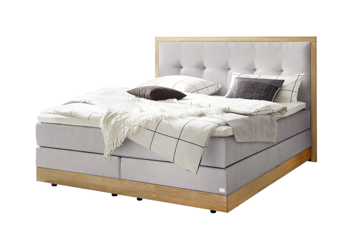 Hasena Alba Boxspringbett mit Stauraum – 160 x 200 cm, Glamour-Top, Pace light grey