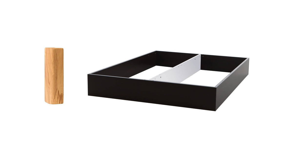 Hasena Practico-Rono Box 25 Bettschublade – 140 x 200 cm, 1 sektorig, Schwarz, Wildbuche natur, geölt