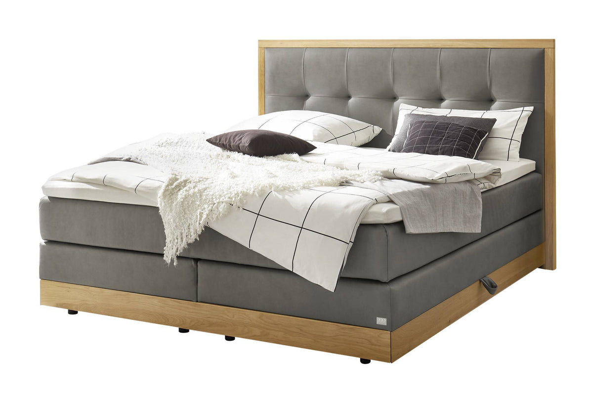Hasena Alba Boxspringbett mit Stauraum – 160 x 200 cm, Glamour-Top, Monet steel