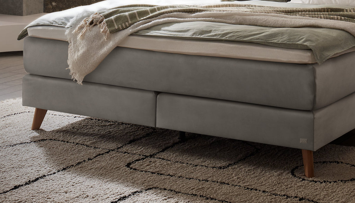 Hasena Ricarda Boxspringbett – 140 x 200 cm, Elegance-Top, Pace light grey