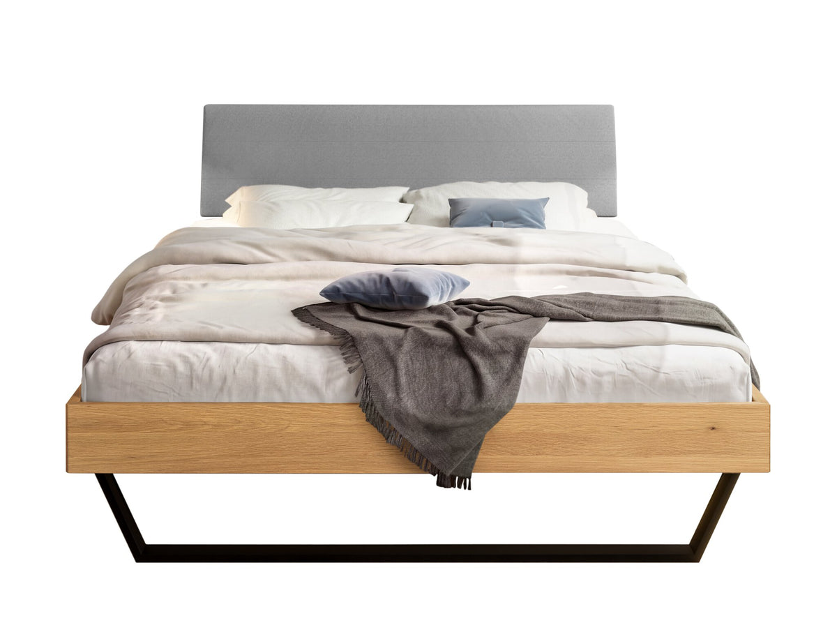 Hasena Ariana Massivholzbett – 140 x 200 cm, Fusshöhe 20 cm, Eiche bright, geölt, Pace light grey