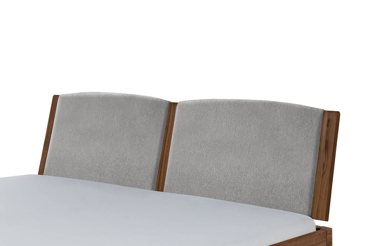 Hasena Comfy Polsterkopfteil – 140 cm, Nussbaum, geölt, 840-Pace light grey