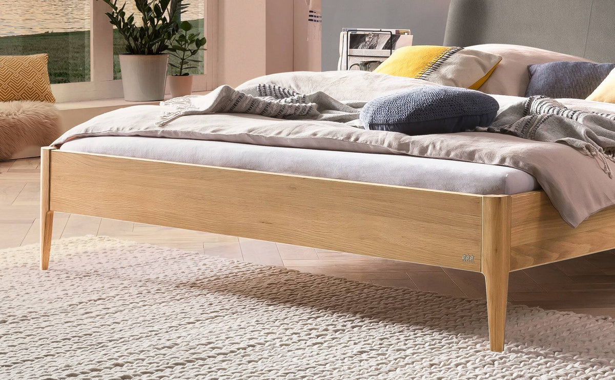 Hasena Pienza Bett mit Polsterkopfteil – 160 x 200 cm, 20 cm, Wildbuche natur, geölt