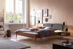 Hasena Pistoia Bett mit Polsterkopfteil – 140 x 200 cm, 25 cm, Nussbaum, geölt