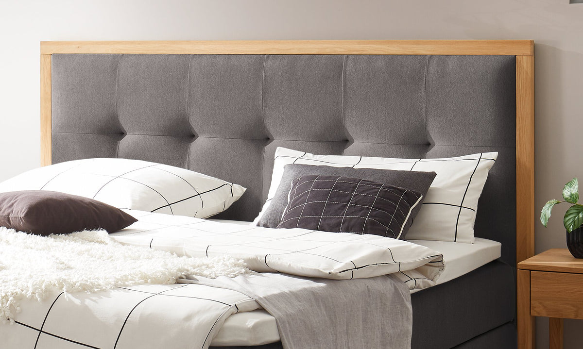 Hasena Alba Boxspringbett mit Stauraum – 180 x 200 cm, Glamour-Top, Monet steel
