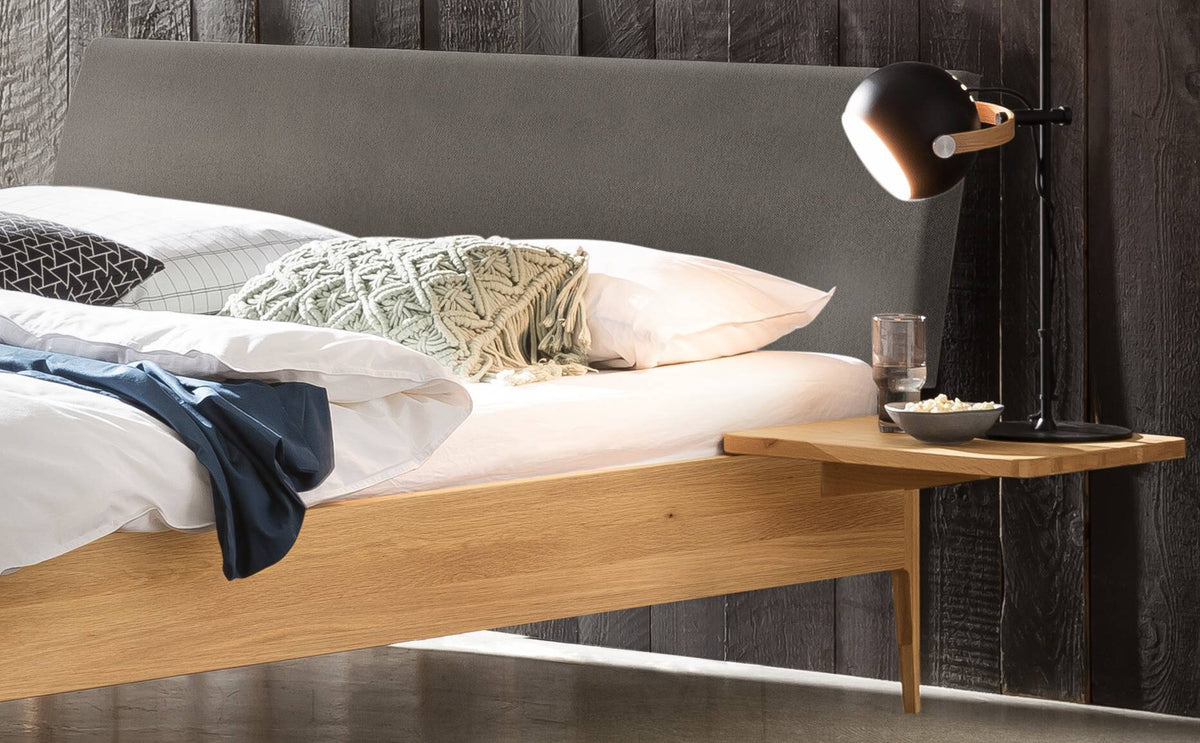 Hasena Fanano Bett mit Polsterkopfteil – 160 x 200 cm, 20 cm, Nussbaum, geölt