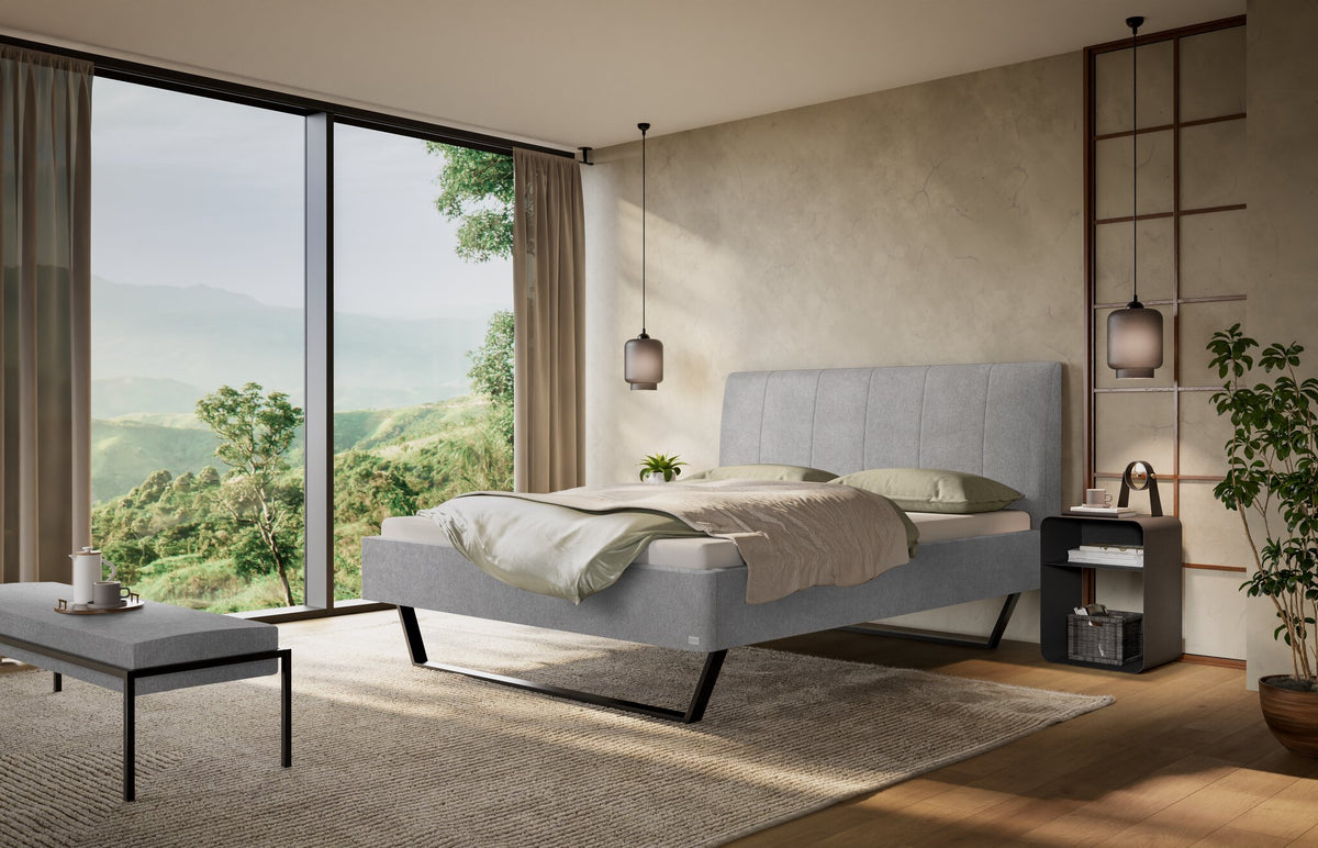 Hasena Juliana Polsterbett – 140 x 200 cm, 25 cm, Pace light grey