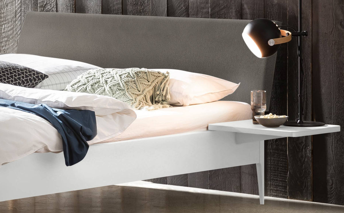 Hasena Fanano Bett mit Polsterkopfteil – 160 x 200 cm, 20 cm, MDF weiss deckend, lackiert