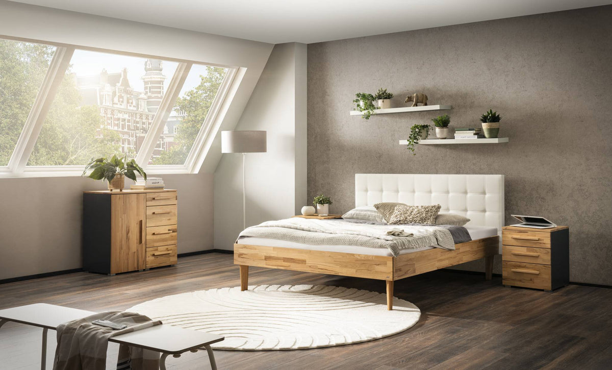 Hasena Bergamo 18/3S Bettrahmen Massivholz – 160 x 200 cm, Kernbuche natur, geölt