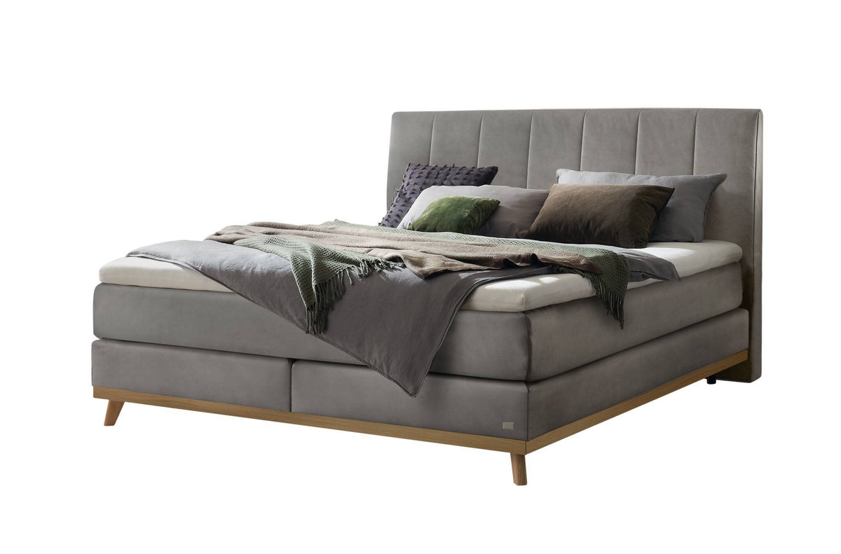 Hasena Stefania Boxspringbett – 140 x 200 cm, Glamour-Top, Monet steel