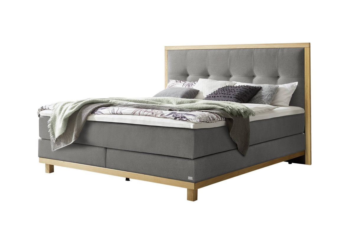 Hasena Cecilia Boxspringbett – 140 x 200 cm, Glamour-Top, Pace grey