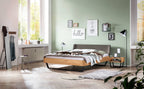 Hasena Montieri Massivholzbett mit Polsterkopfteil – 140 x 200 cm, Fusshöhe 25 cm, Wildbuche natur, geölt, 841-Pace grey