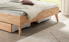 Hasena Taliana Massivholzbett mit Polsterkopfteil – 160 x 200 cm, Fusshöhe 20 cm, Kernbuche natur, geölt, Pace light grey
