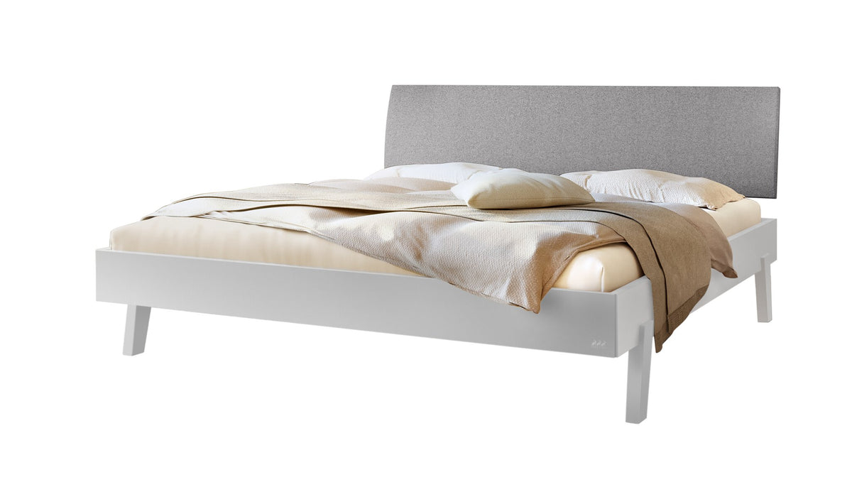 Hasena Lorenzo Bettgestell – 90 x 200 cm, Fusshöhe 20 cm, MDF weiss deckend, lackiert, Pace light grey