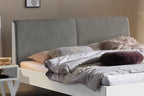 Hasena Simone Bett mit Polsterkopfteil – 160 x 200 cm, Fusshöhe 20 cm, MDF weiss deckend, lackiert, Pace light grey