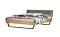 Hasena Montieri Massivholzbett mit Polsterkopfteil – 140 x 200 cm, Fusshöhe 20 cm, Eiche bright, geölt, 841-Pace grey