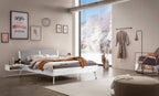 Hasena Fabro Bett mit Polsterkopfteil – 140 x 200 cm, Fusshöhe 25 cm, MDF weiss deckend, lackiert, 840-Pace light grey