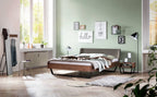 Hasena Montieri Massivholzbett mit Polsterkopfteil – 140 x 200 cm, Fusshöhe 25 cm, Nussbaum, geölt, 841-Pace grey