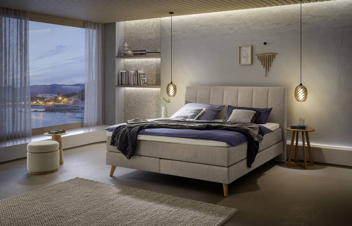 Hasena Fernanda Boxspringbett – 140 x 200 cm, Lovely-Top, Pace sand