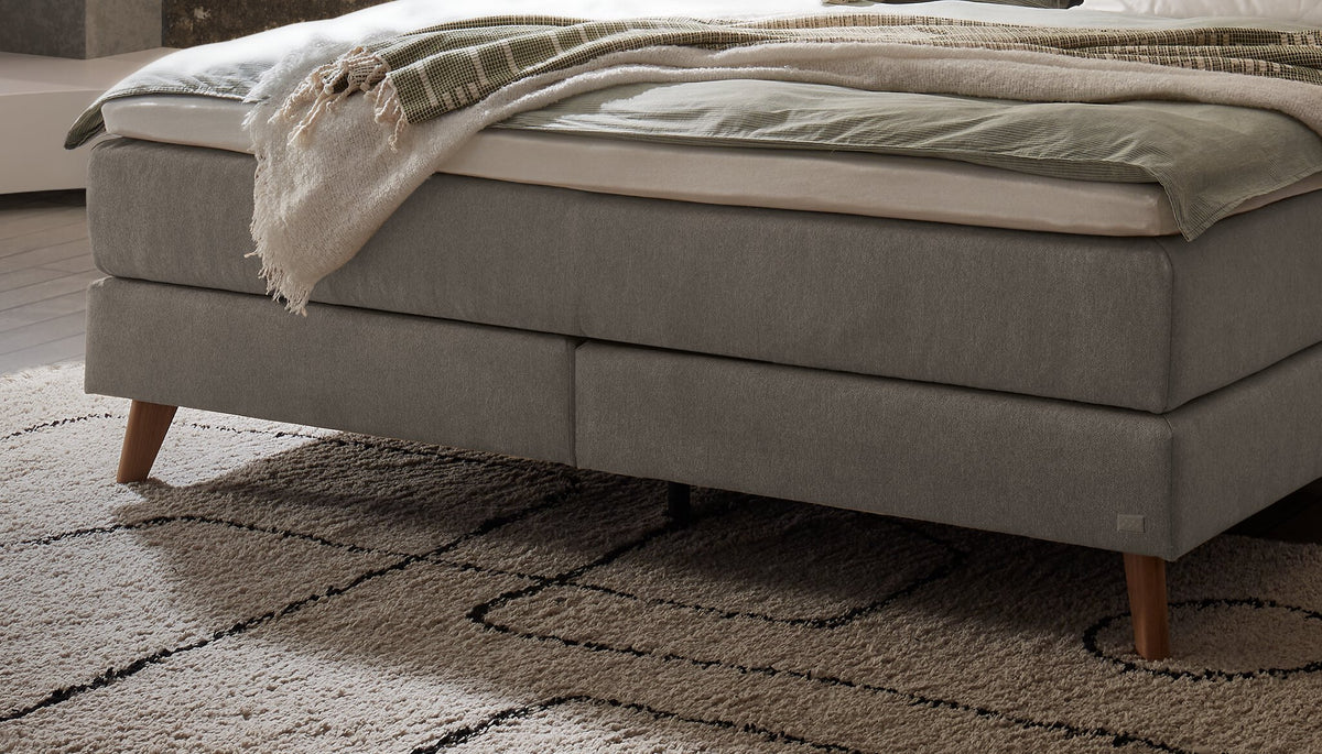 Hasena Ricarda Boxspringbett – 160 x 200 cm, Glamour-Top, Pace light grey