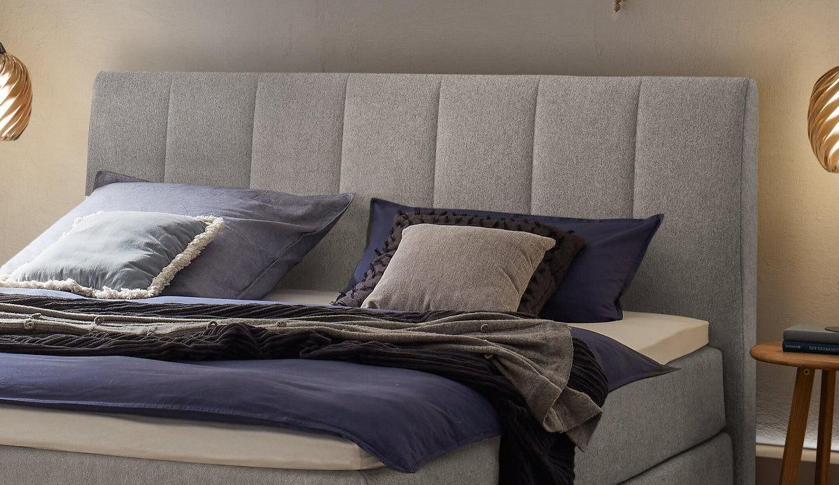 Hasena Fernanda Boxspringbett – 140 x 200 cm, Elegance-Top, Pace grey
