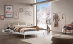 Hasena Fabro Bett mit Polsterkopfteil – 140 x 200 cm, Fusshöhe 25 cm, MDF weiss deckend, lackiert, 842-Pace sand