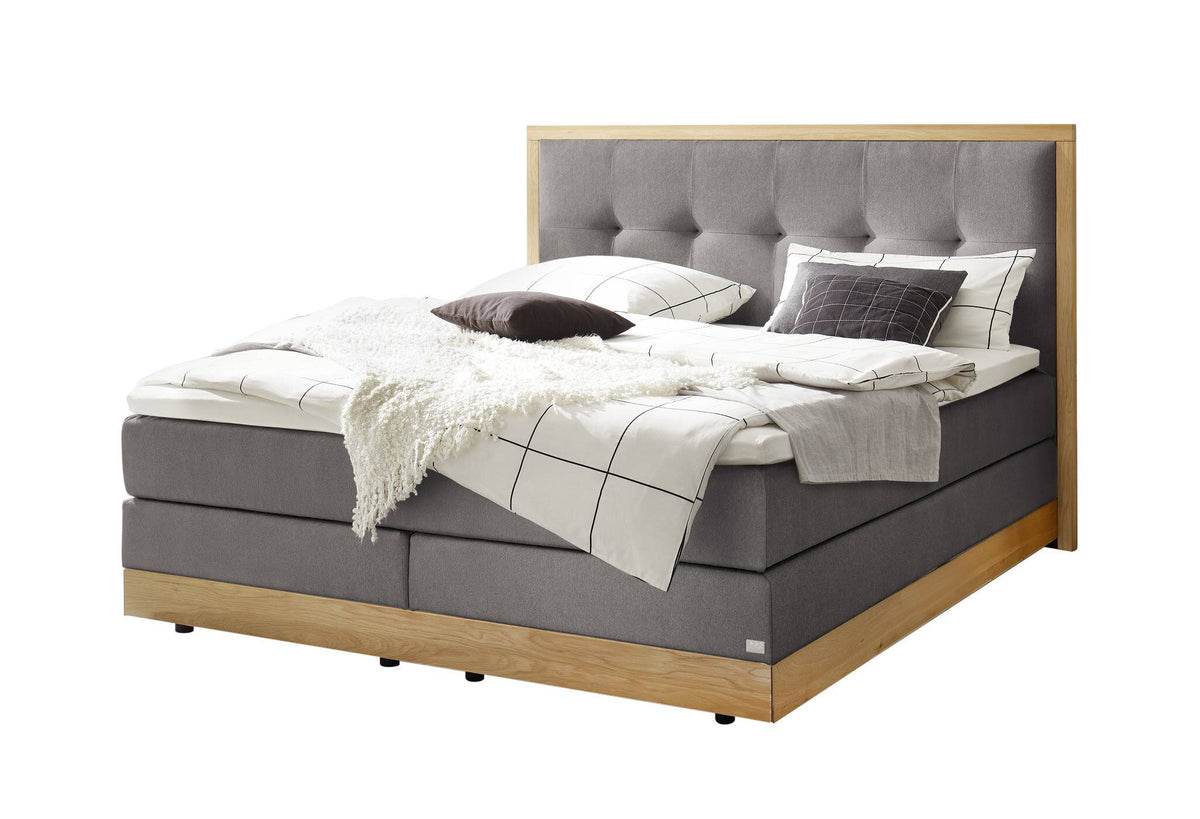 Hasena Alba Boxspringbett mit Stauraum – 160 x 200 cm, Glamour-Top, Pace grey