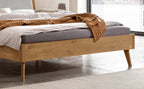 Hasena Fabro Bett mit Polsterkopfteil – 180 x 200 cm, Fusshöhe 20 cm, Eiche bright, geölt, 840-Pace light grey