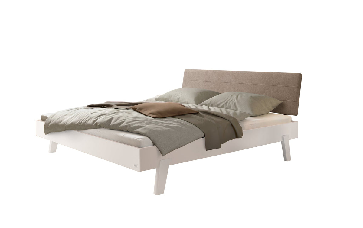 Hasena Vasto Bettgestell – 140 x 200 cm, Fusshöhe 20 cm, MDF weiss deckend, lackiert, Pace sand