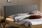 Hasena Simone Bett mit Polsterkopfteil – 160 x 200 cm, Fusshöhe 25 cm, Eiche bright, geölt, Pace light grey