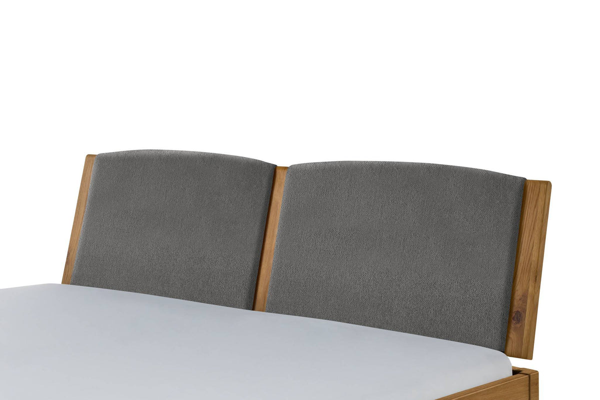 Hasena Comfy Polsterkopfteil – 140 cm, Wildeiche natur, geölt, 841-Pace grey