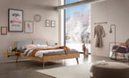 Hasena Fabro Bett mit Polsterkopfteil – 140 x 200 cm, Fusshöhe 25 cm, Wildeiche natur, geölt, 840-Pace light grey