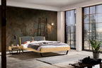 Hasena Marola Massivholzbett mit Polsterkopfteil – 140 x 200 cm, Fusshöhe 25 cm, Eiche bright, geölt, 841-Pace grey