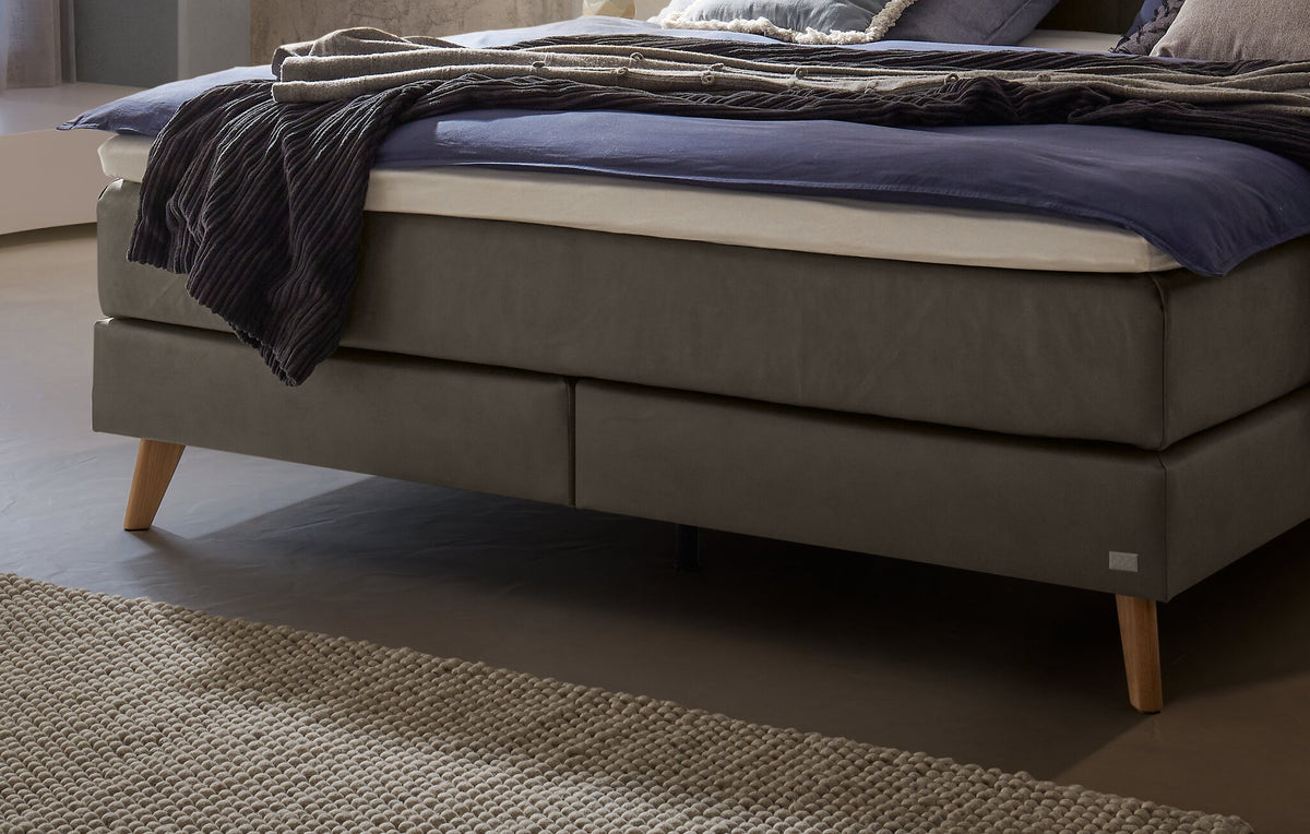 Hasena Fernanda Boxspringbett – 140 x 200 cm, Elegance-Top, Pace light grey